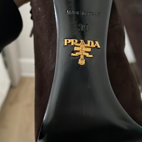 Prada finge open toe suede booties 39 8 8.5 like new! Worn once - Picture 2 of 5